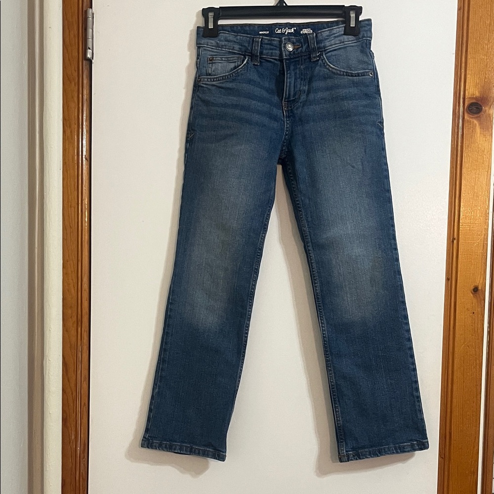 Cat & Jack Girls Bootcut Stretch Blue Jeans With Adjustable Waist Size 10 NWOT